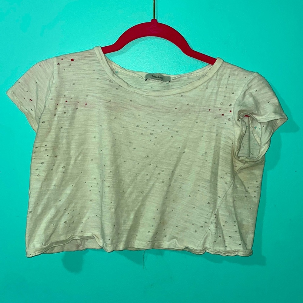 White cropped holy tee